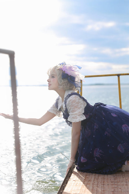 LilithEye - Jellyfish Meteor - Chiffon Fairy Jellyfish Printed Lolita JSK