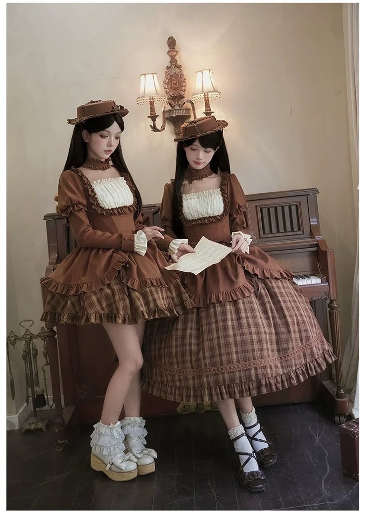 With PUJI - Oak Hymn - Classic Lolita Plaid OP Suit, Side Zipper