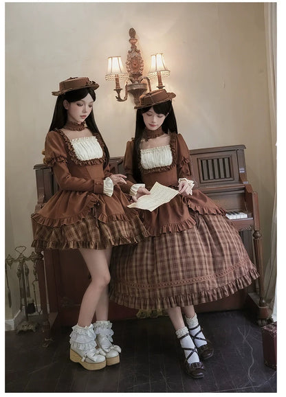 With PUJI - Oak Hymn - Classic Lolita Plaid OP Suit, Side Zipper