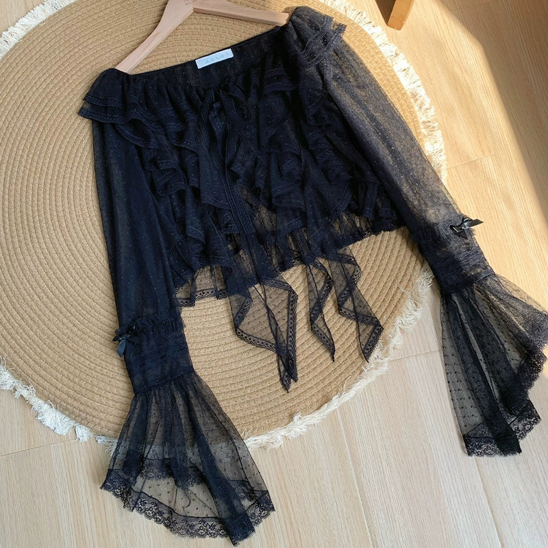 With PUJI - Letters and Poetry - Summer Classic Lolita Tulle Lace Bolero with Multi-Color