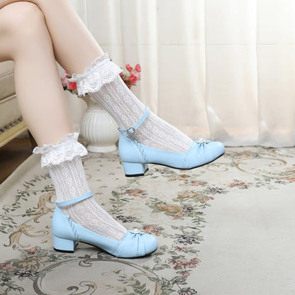 Sosic - Shell Dew - Sweet Lolita Bow Round Toe Shoes