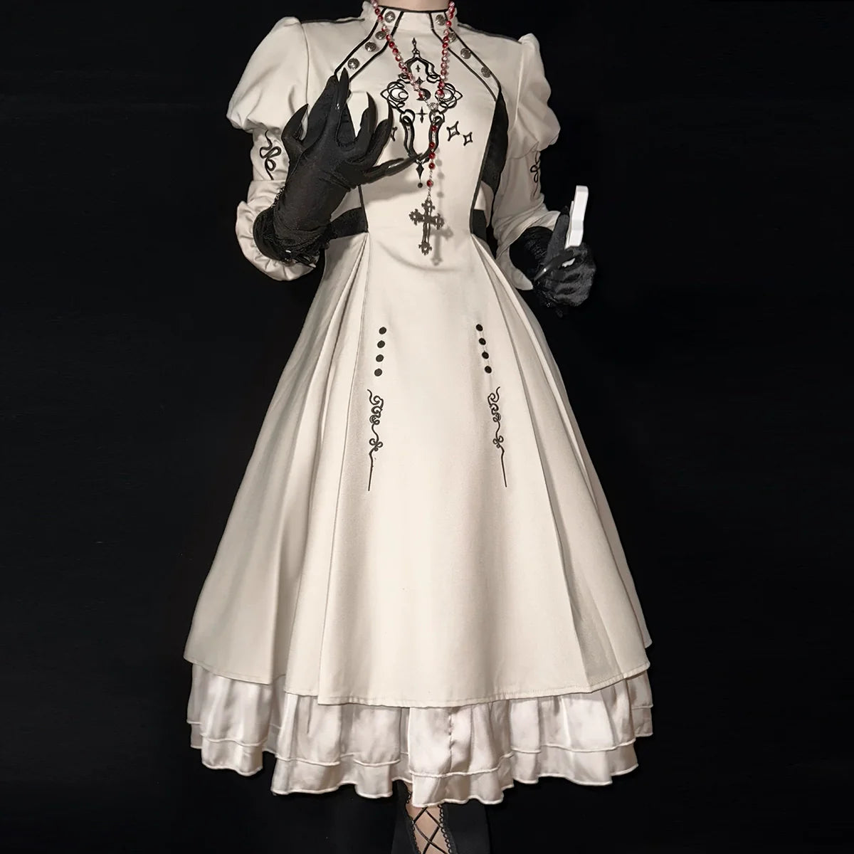 Letters from Unknown Star - Full Moon Charm - Gothic Lolita OP Dress Dark Themed Dress Short Style