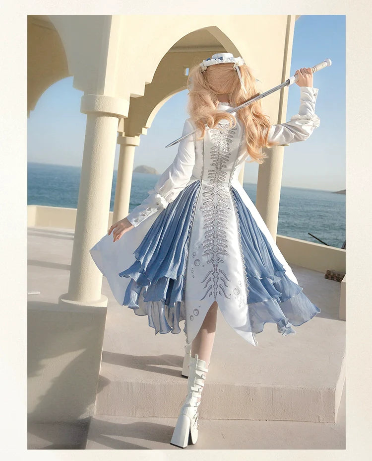 Forest Fluorescent Carps - Crumbling Skeleton - Ouji Lolita Fishbone Embroideried Vest, Prince Pants Suits