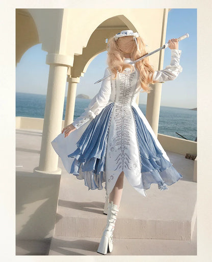 Forest Fluorescent Carps - Crumbling Skeleton - Ouji Lolita Fishbone Embroideried Vest, Prince Pants Suits