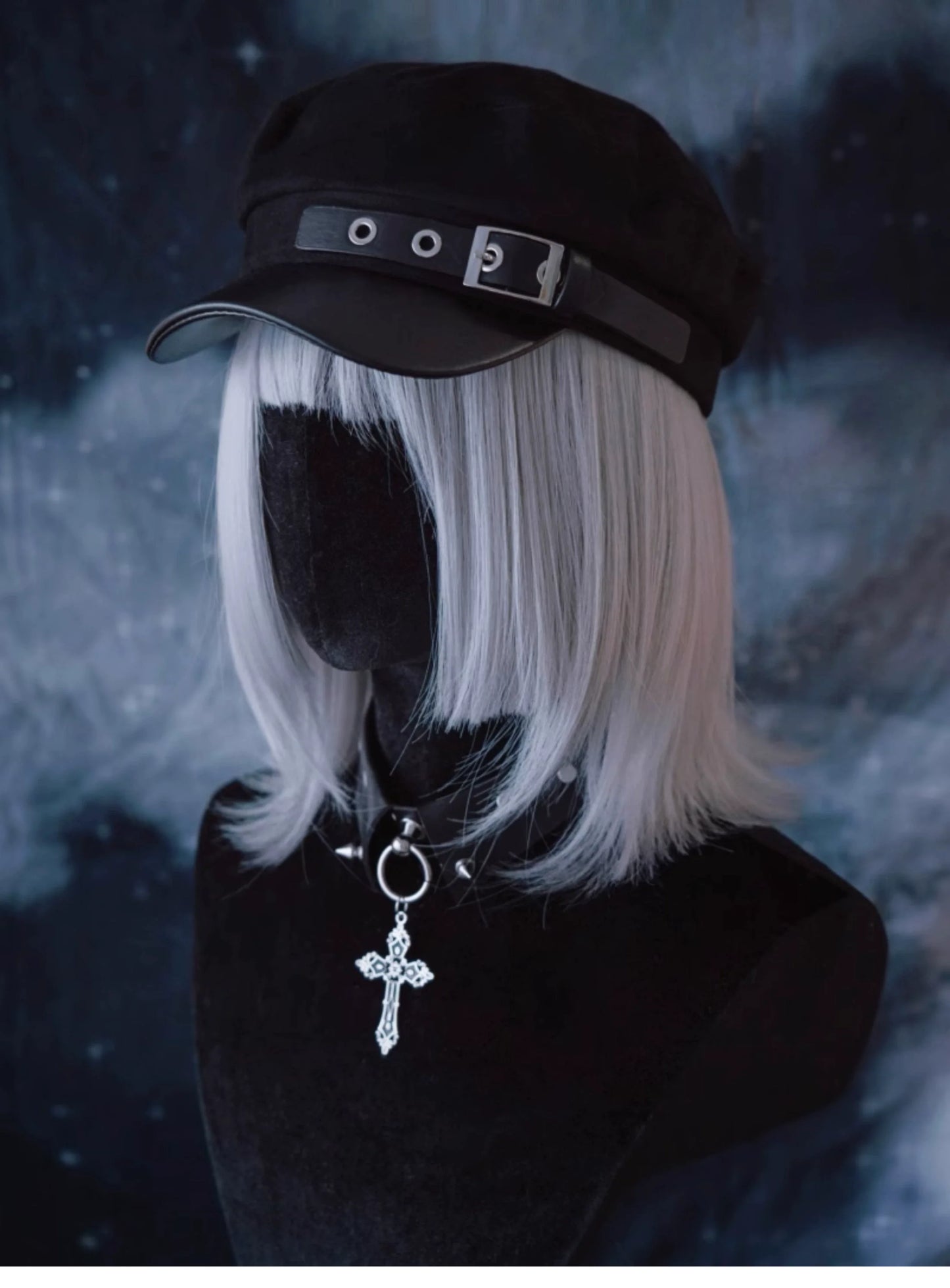 Strange Sugar - Gothic Lolita Hat Leather Buckle Lolita Newsboy Hat