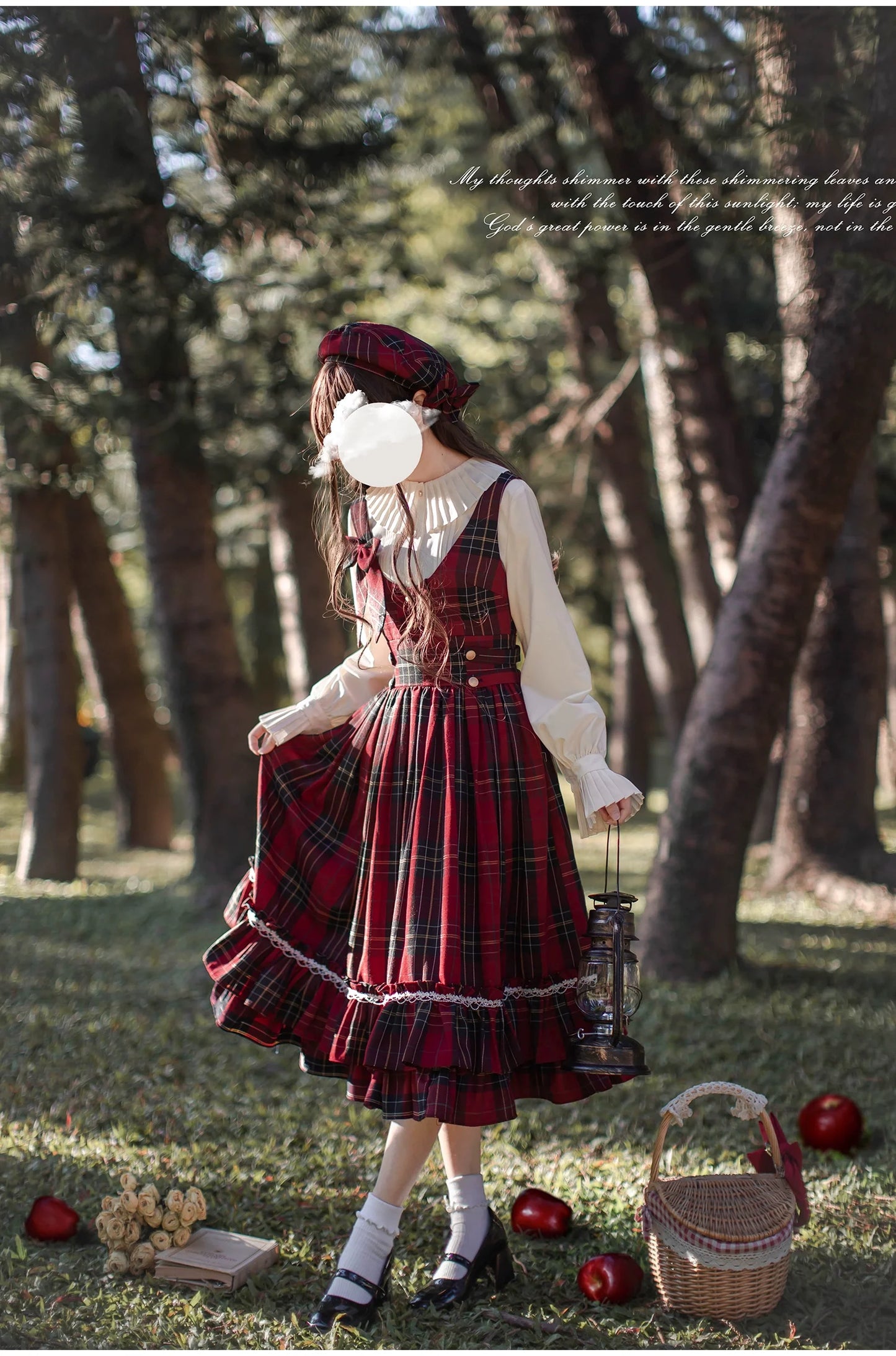 HuTaoMuJK - Little Red Riding Hood - Vintage Lolita Cape & JSK Dress Set