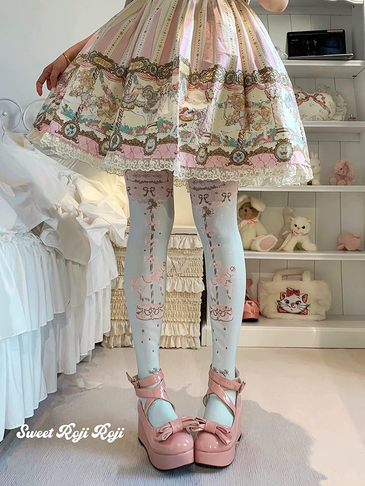 Roji Roji - Sweet Lolita Tights Velvet Printed Lolita Pantyhose