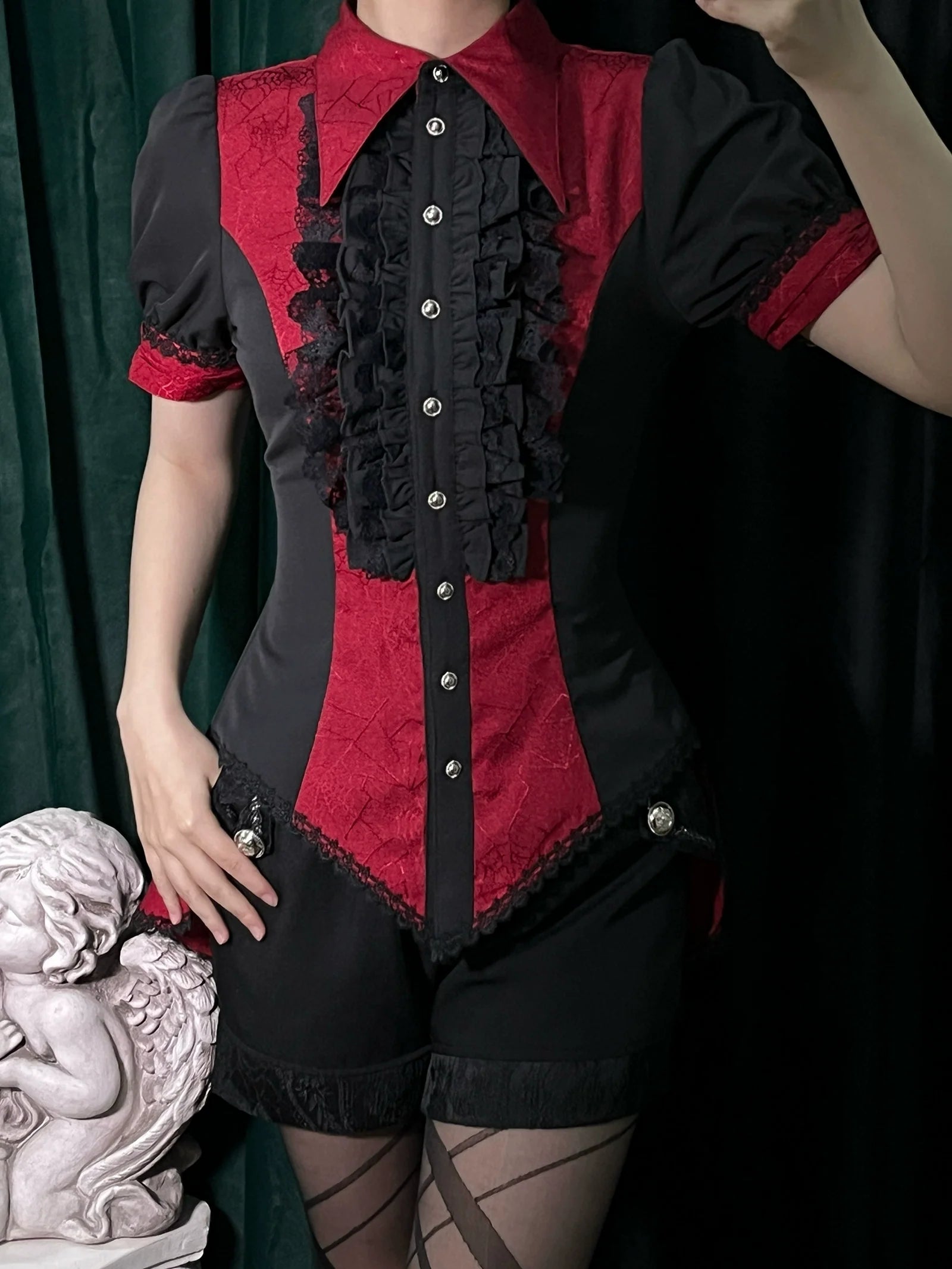 Little Dipper - Cold Rice - Ouji Lolita Shirt With Spiderweb Pattern in Several Versions