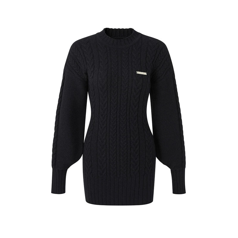 Warm Plush Slim Waisted Long Sleeve Knit Dress【s0000004441】