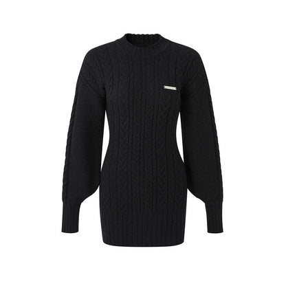 Warm Plush Slim Waisted Long Sleeve Knit Dress【s0000004441】