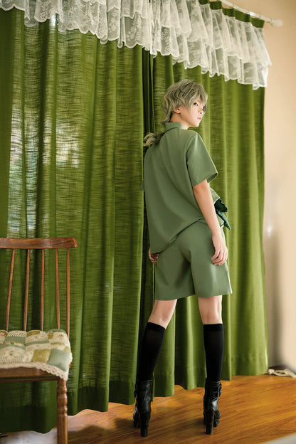 Princess Chronicles - Limited Flowering Time - Retro Green Flower Embroidery Shirt