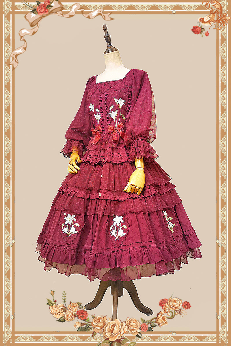 Infanta - Melaleuca Lily - Embroidery Country Lolita Blouse and Skirt