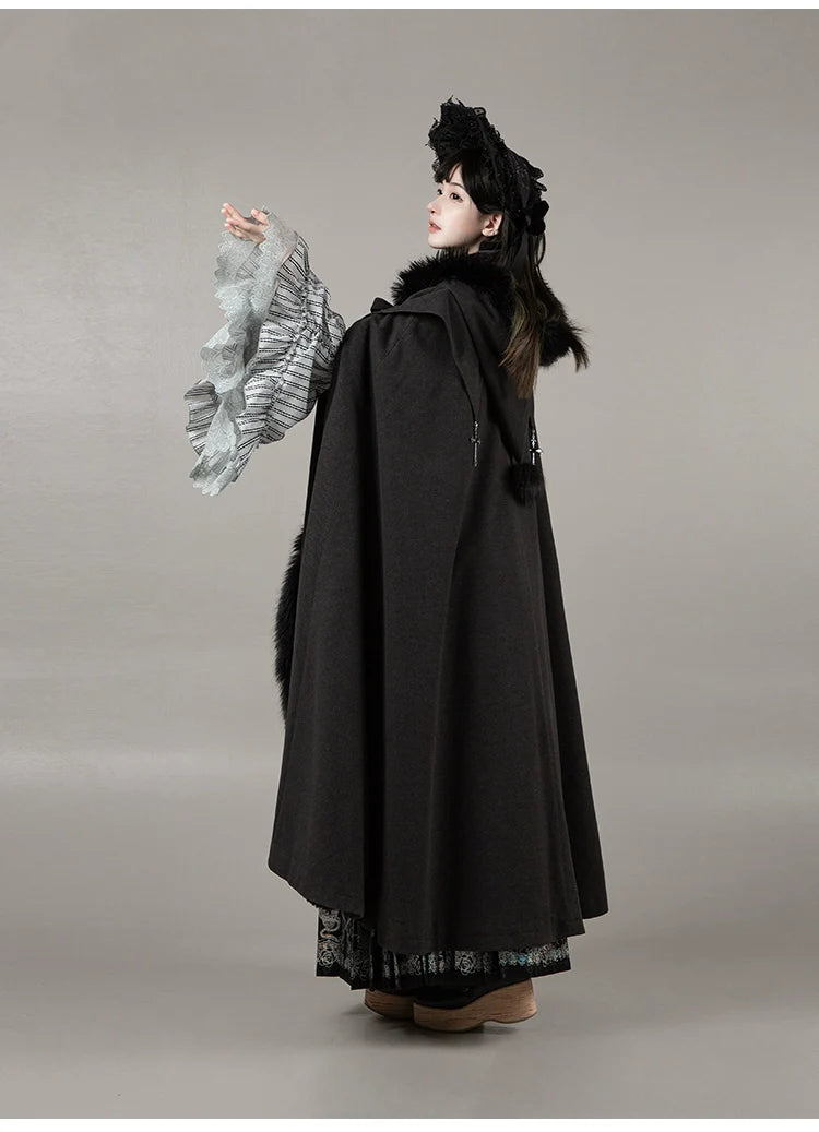 With PUJI - Letter and Poetry ﾂｷ Raven's Night Song - Gothic Lolita Black Cloak