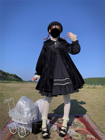 Dark Star Island - Winter Lolita Cape Velvet Antique Lolita Coat