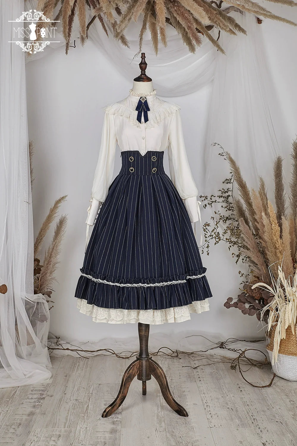 Miss Point - Rose Doll - Elegant Lolita Striped Fishbone Skirt