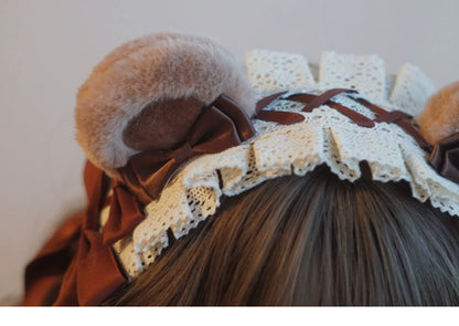 Besozealous - Handmade Lolita KC Animal Ear Coffee Hairband