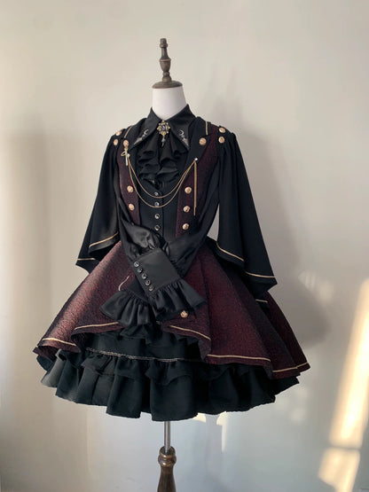 SilentMars - Law of the Fallen Moon - Retro Lolita Vest Coat Suit Knight Style Skirt