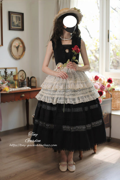 Tiny Garden - Spring Whisper - Solid Color Classic Lolita JSK Dress with Tulle Apron
