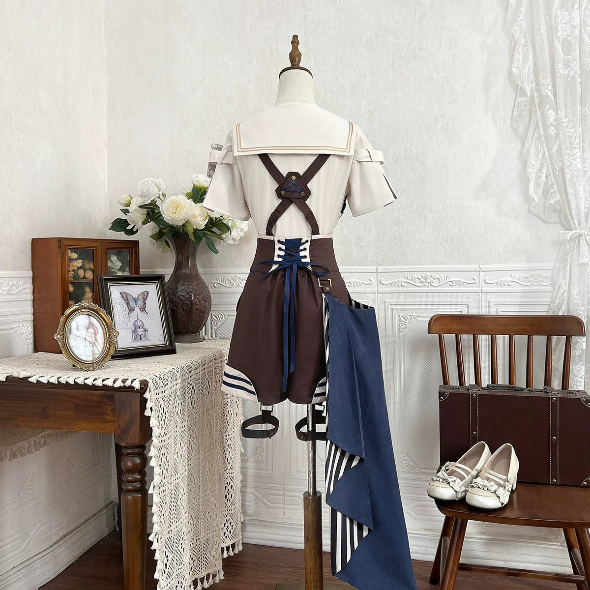 Designer's Gift - Voyager's Daily - Ouji Lolita Suspender Shorts Set with Shirt & Trailing