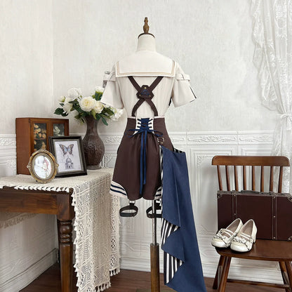Designer's Gift - Voyager's Daily - Ouji Lolita Suspender Shorts Set with Shirt & Trailing