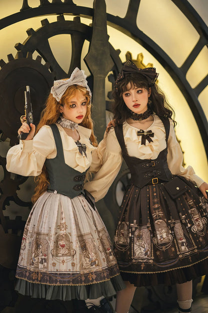 Miss Point - Demon Hunting Notes - Gothic Lolita Cross Print Short Skirt