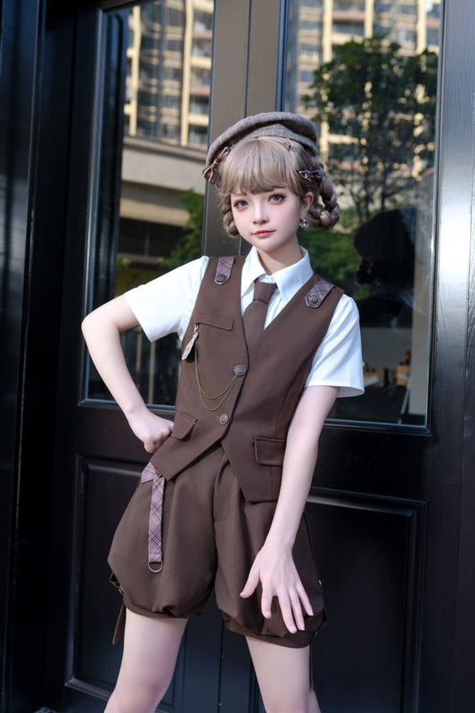 Letters from Unknown Star - Ouji Lolita Brown Short Set