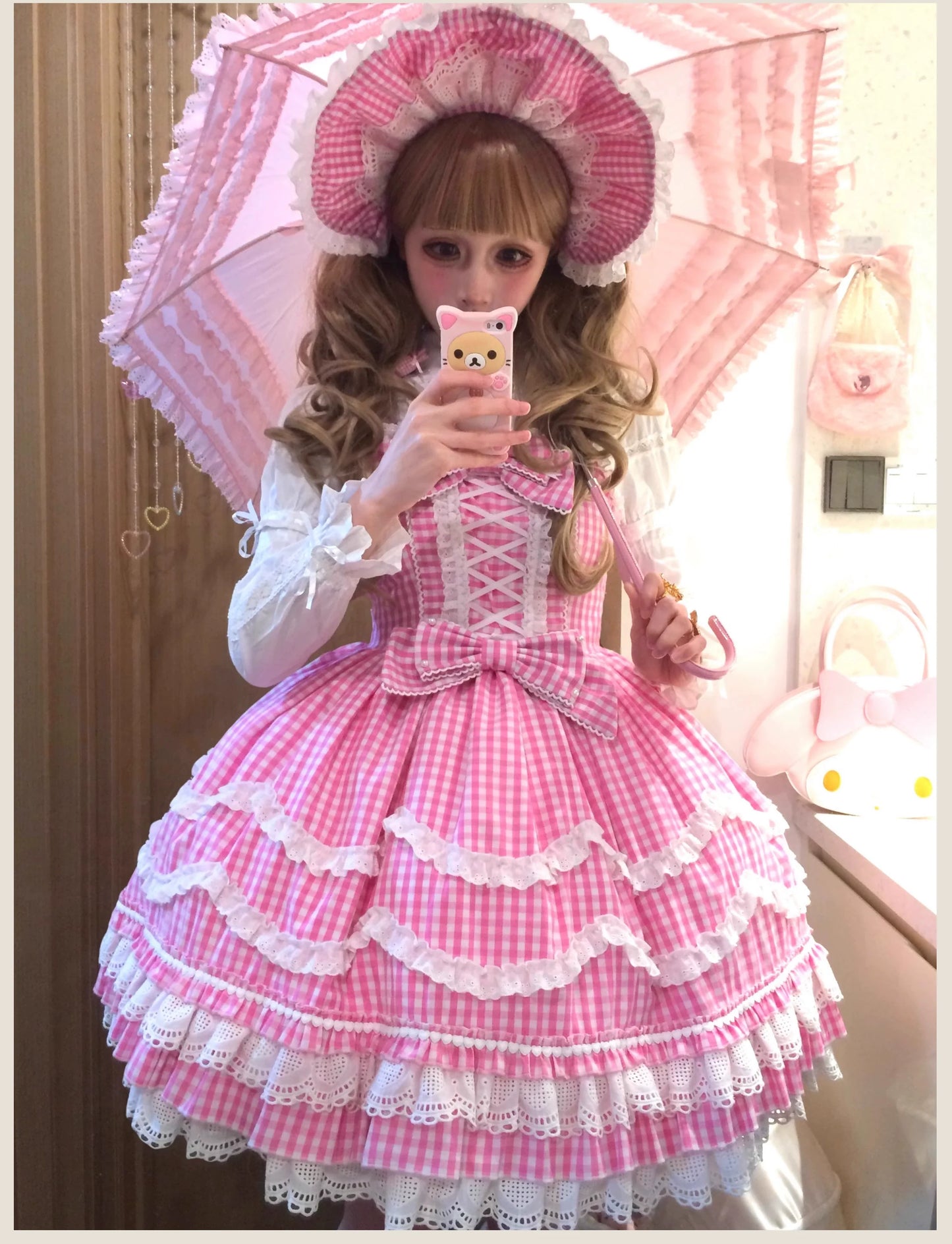 TaTaTa Lolita - Plaid Baileys - Old School Lolita Pink Plaid JSK