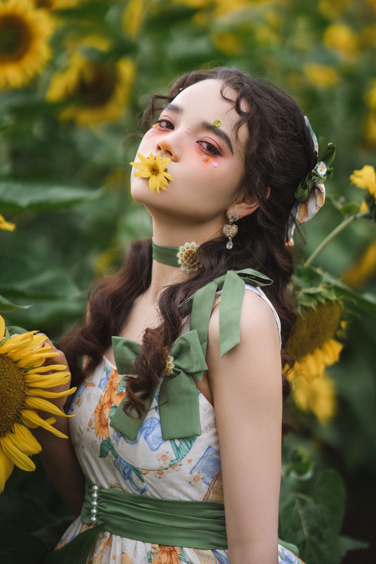 Akiyama Future Studio - Sunflower Print Lolita JSK Dress in Breathable Light Fabric