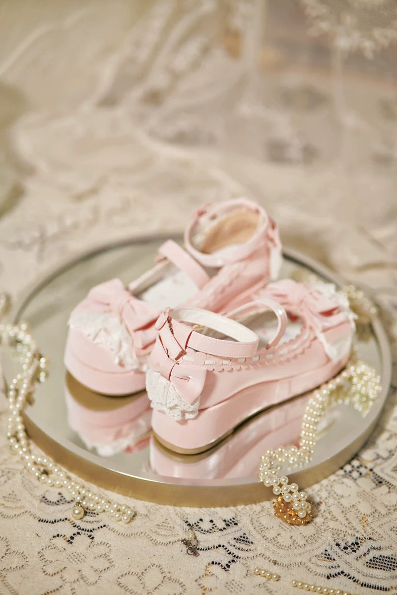 Jiujiu Lolita - Milky Puff - Sweet Lolita Heels Shoes, Round Toe With Petite Wedge