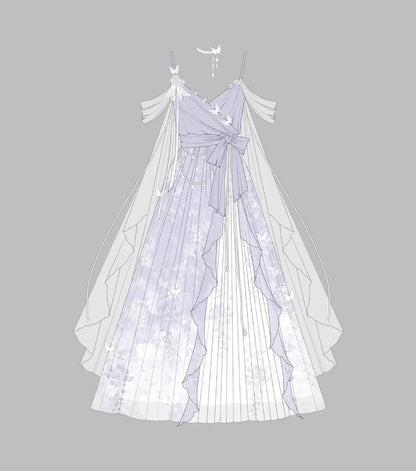 Meow Studio - Han Lolita Dress Side Slit Purple JSK Dress