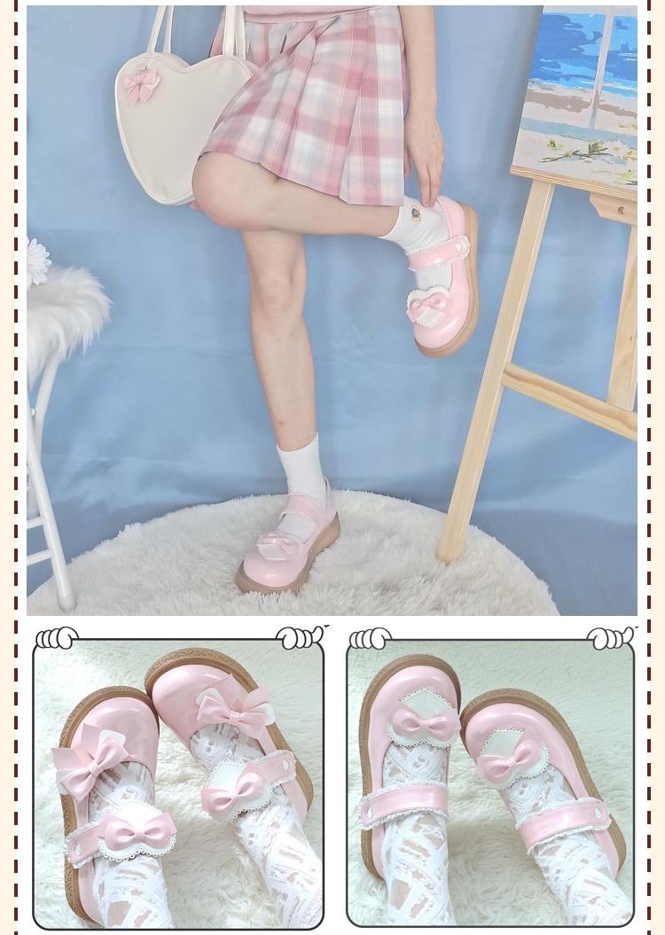 Lixing Luo - Cute Milkmaid Round Toe Multicolor Lolita Shoes