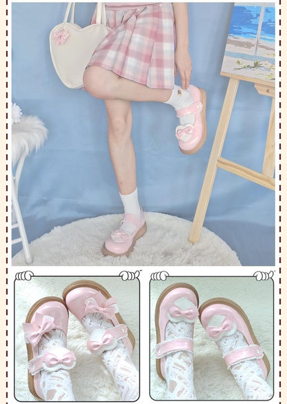 Lixing Luo - Cute Milkmaid Round Toe Multicolor Lolita Shoes