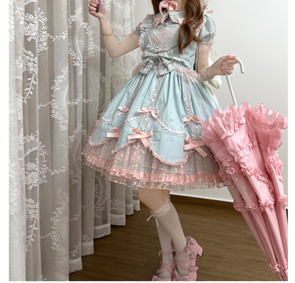The Seventh Doll - Sweet Diary SP - Vintage Lolita Jumper Dress Petal-like Hem JSK Headdress Set