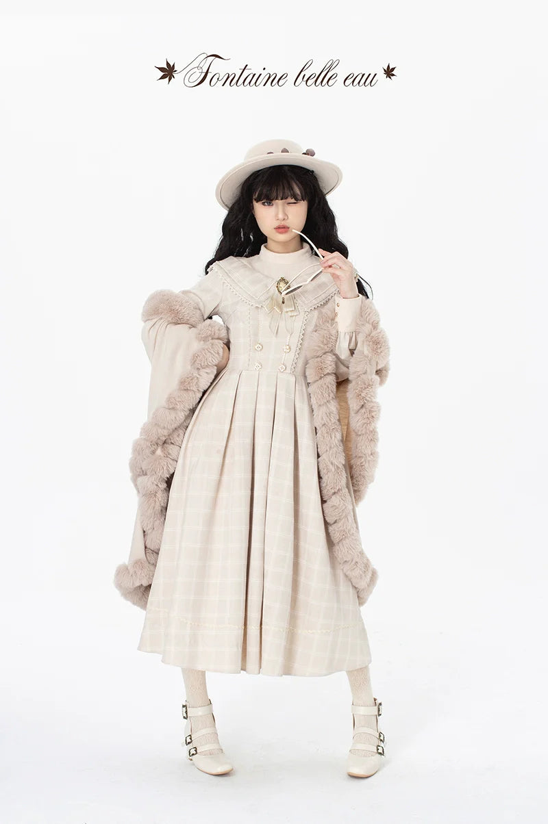 ZeeYe - Maple Dan Bai Lu - Classic Lolita Plaid Dress Long Sleeved OP