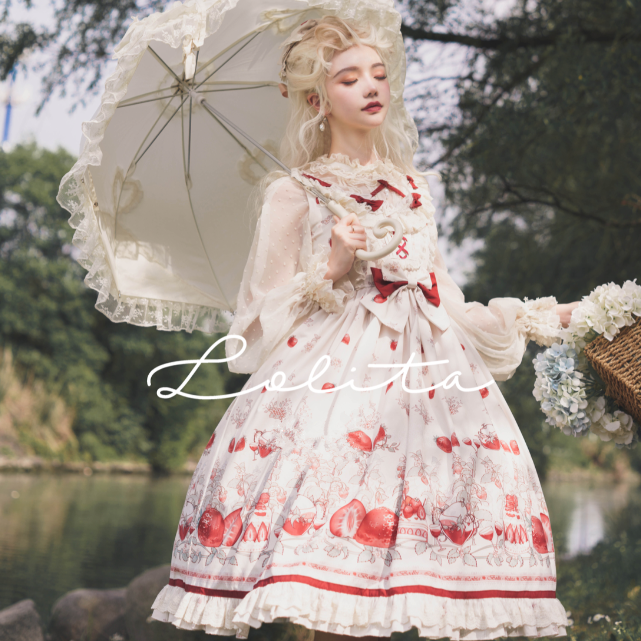 Bodhi Lolita - Strawberry Fruit Tea SP - Apricot Sweet Lolita Jumper Dress