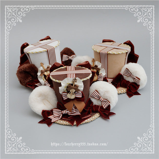 Fox cherry-Super Cute Lolita Bear Ears Top Hat Multicolors