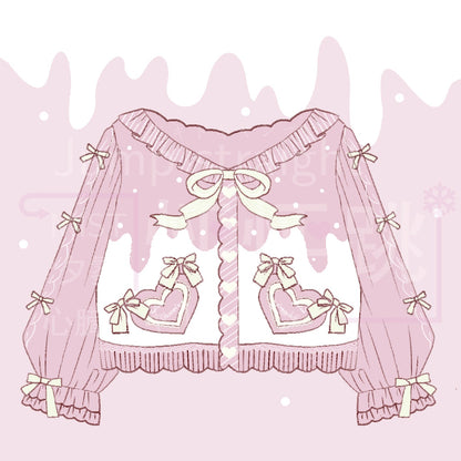 MIST - Beating Heart - Sweet Lolita Thick Sweater Coat Puff Sleeve