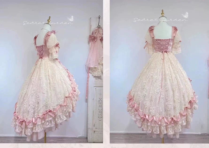 MieYe - Diana Rose - Bridal Lolita Dress Short Wedding OP with Accessories
