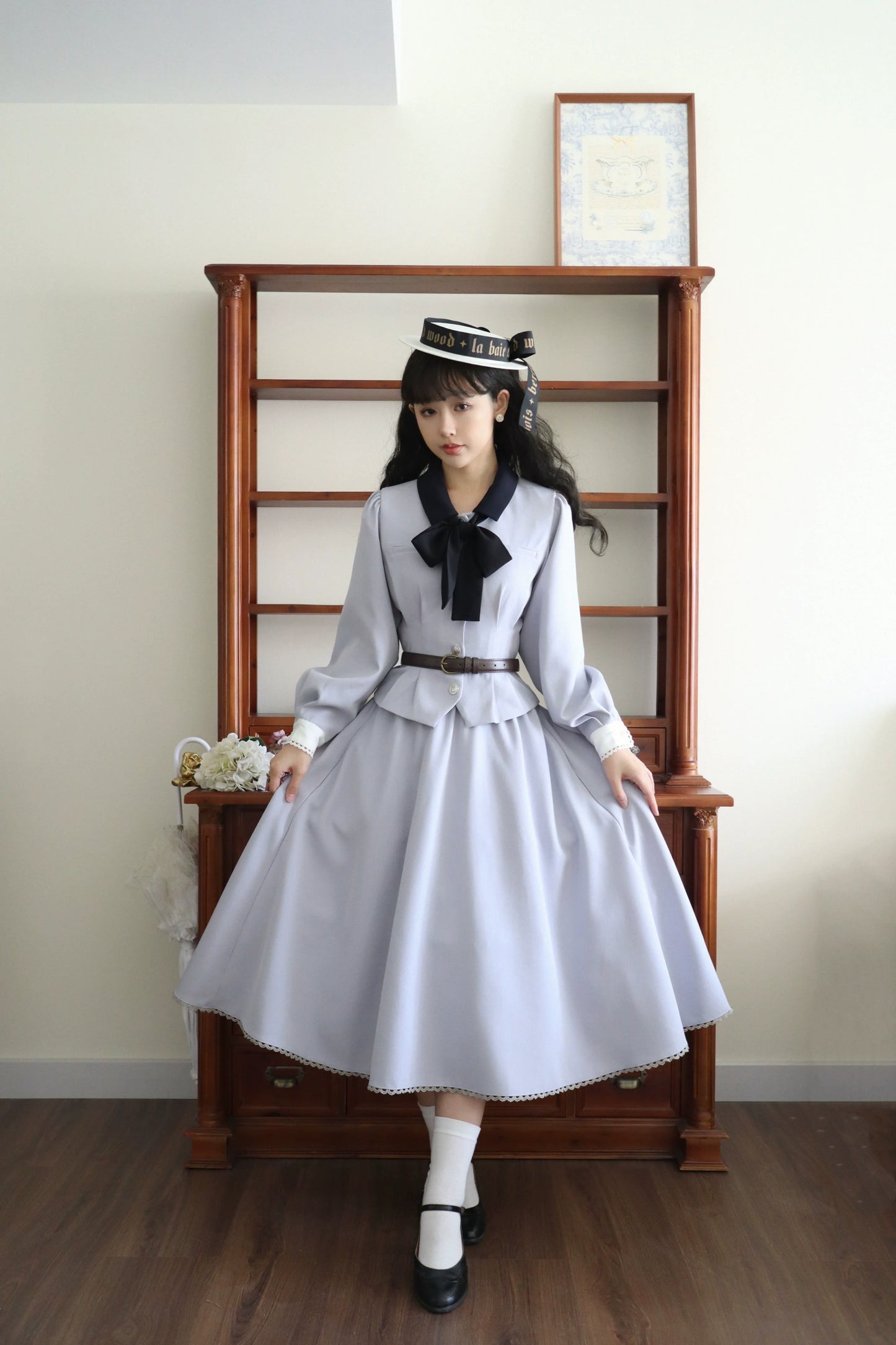 Sweet Wood - Daily Lolita Skirt Set Long sleeve Coat Dress Set