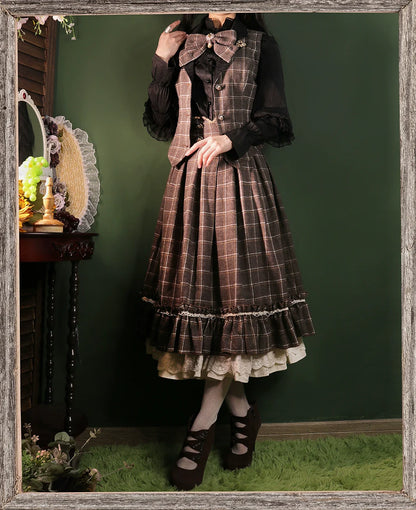 Miss Point - Rose - Elegant Lolita Pliad Print Vest Customized