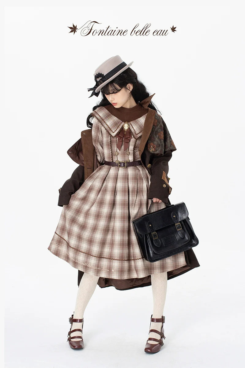 ZeeYe - Maple Dan Bai Lu - Classic Lolita Plaid Dress Long Sleeved OP