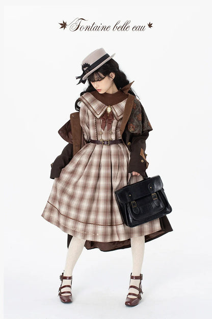 ZeeYe - Maple Dan Bai Lu - Classic Lolita Plaid Dress Long Sleeved OP