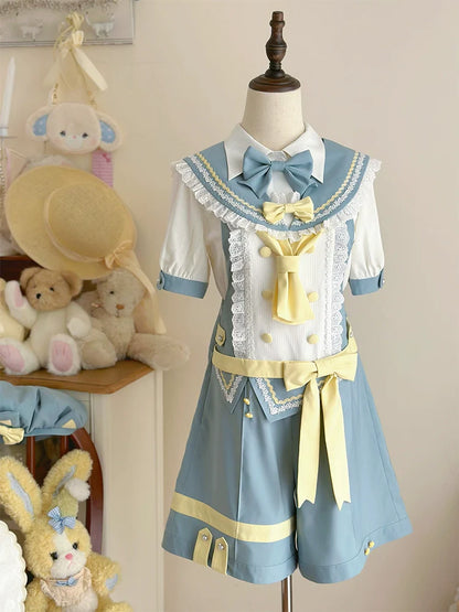 Forest Fluorescent Carps - Small Animal Team - Ouji Lolita Suit Male Lolita Shirt Shorts