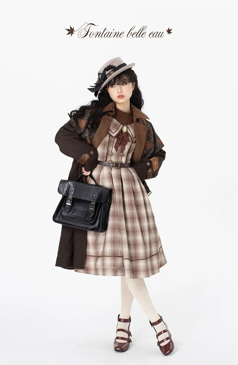 ZeeYe - Maple Dan Bai Lu - Classic Lolita Plaid Dress Long Sleeved OP