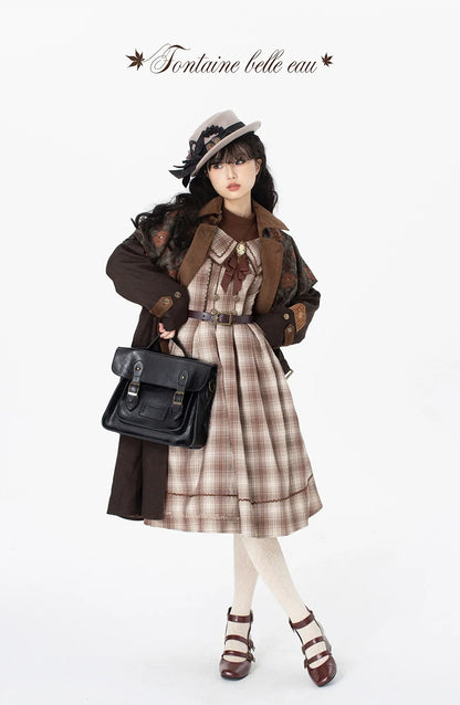 ZeeYe - Maple Dan Bai Lu - Classic Lolita Plaid Dress Long Sleeved OP