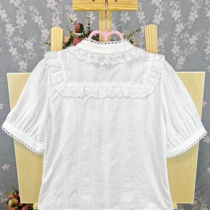 DMFS Lolita - Sweet Lolita Blouse Cotton Summer Short Sleeve Shirt