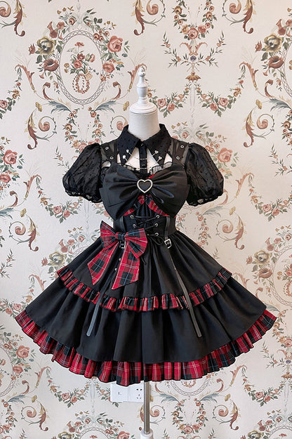 Alice Girl - Gothic Lolita Blouse Short Sleeve Black Shirt