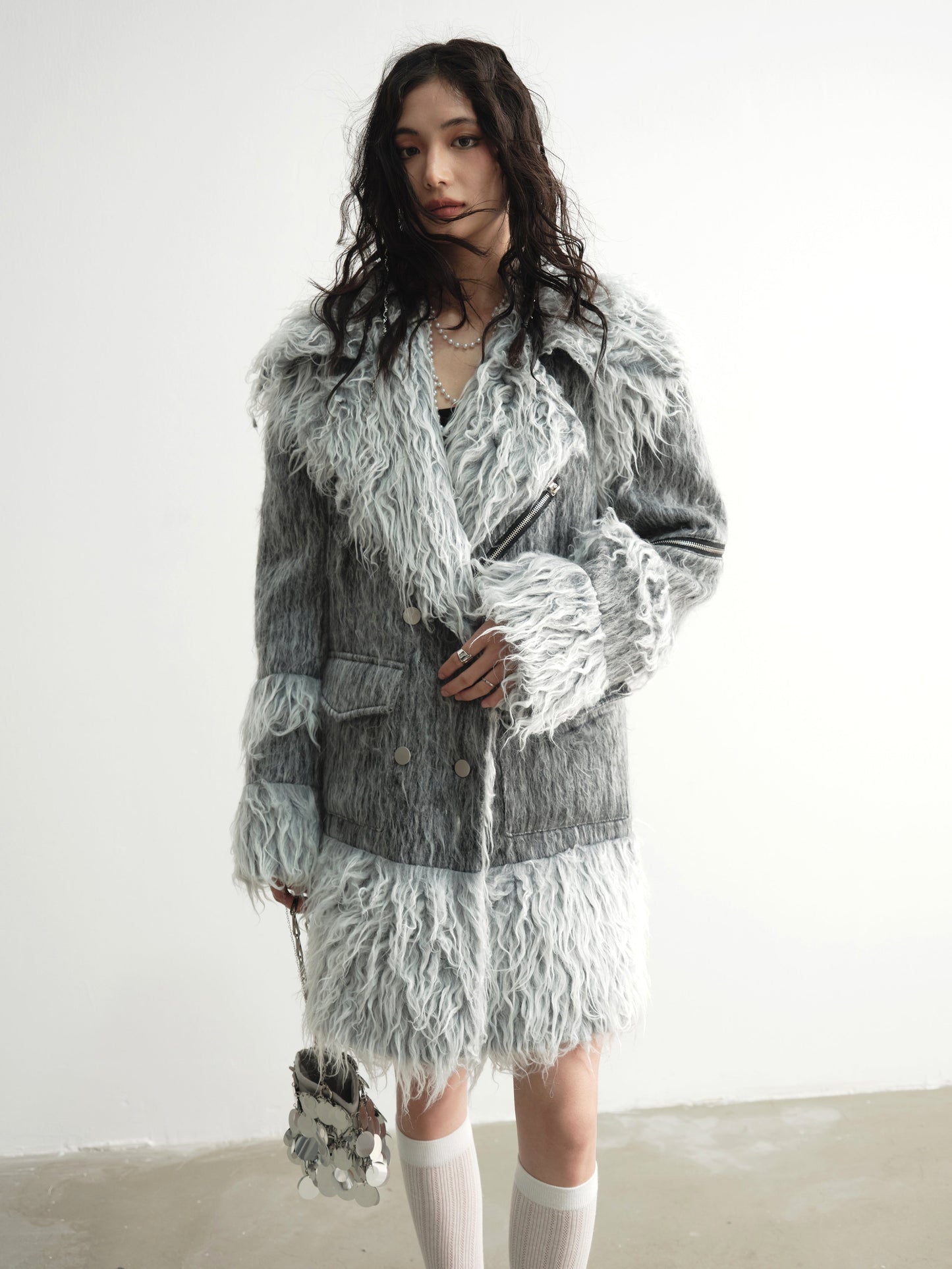 Imitation Fur Splicing Work Coat