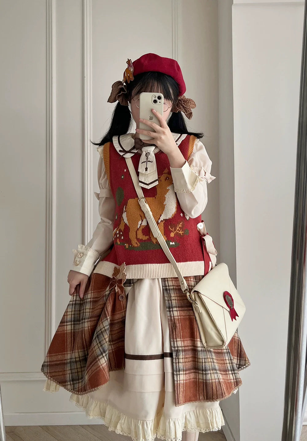 Miss Point - Chubby Fox in the Forest - Kawaii Lolita Vest Customized Lolita Sweater