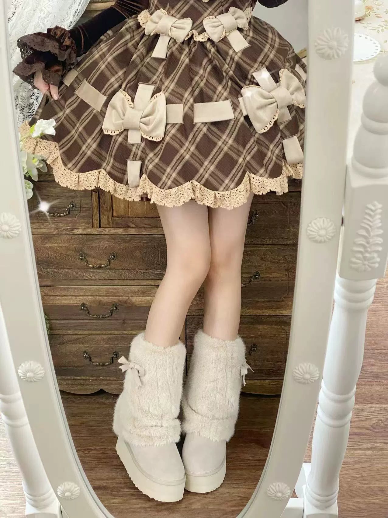 Pure Tea For Dream - Winter Love Song - Winter Lolita Mid-Calf Boots Plush Snow Boots Thick Sole